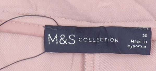 M&S Collection Women’s Pink UK 20 Wide-Leg Tailored Trousers Pockets