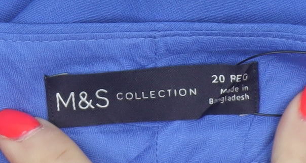 Marks & Spencer Women Blue Size 20 High Rise Straight Trousers