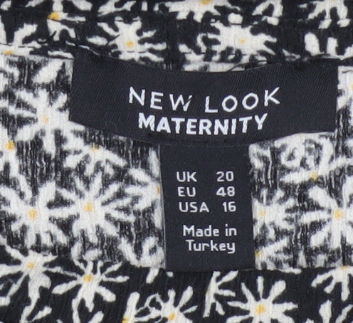 New Look Maternity Women Black Floral UK 20 Midi Swing Dress