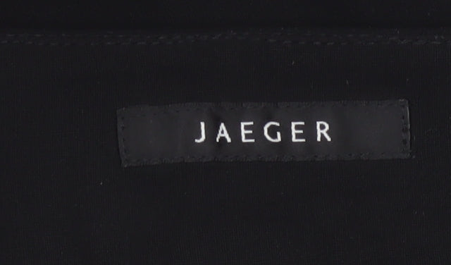 Jaeger Women Black UK 14 Wool Blend Knee Length Pencil Skirt Buttons