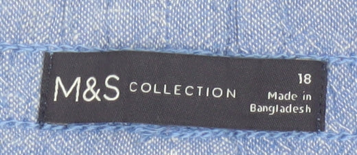 Marks and Spencer Women Blue Linen Blend Jogger Trousers UK 18