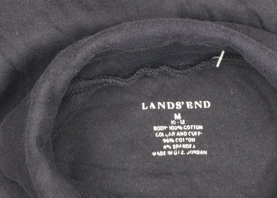 Lands' End Women's Navy UK 12 Basic Roll Neck Long Sleeve T-Shirt