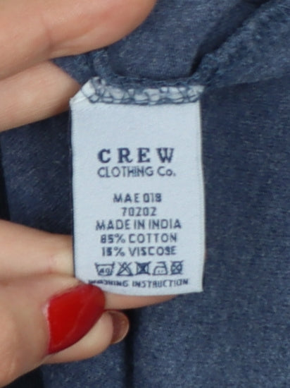 Crew Clothing Co. Men’s Blue V-Neck Logo Jersey T-Shirt Large