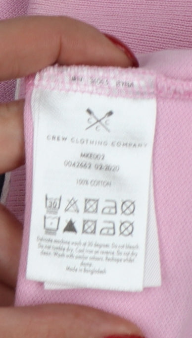 Crew Clothing Company Men’s Pink XL Cotton Logo Short Sleeve Polo