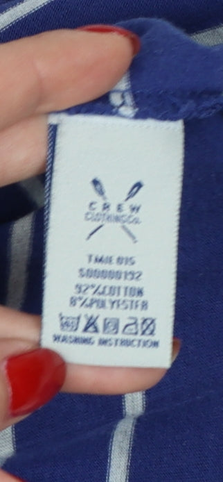 Crew Clothing Co. Men’s Blue Striped Logo Crew Neck T-Shirt Large