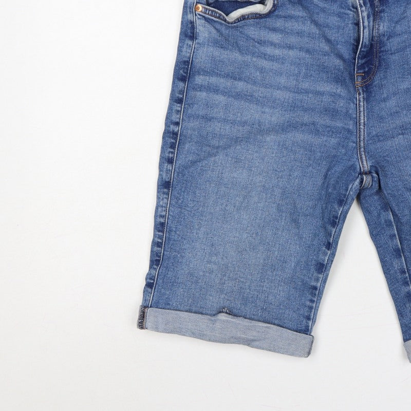 F&F Women’s Blue UK 14 Bermuda Denim Shorts Cuffed 31in Waist