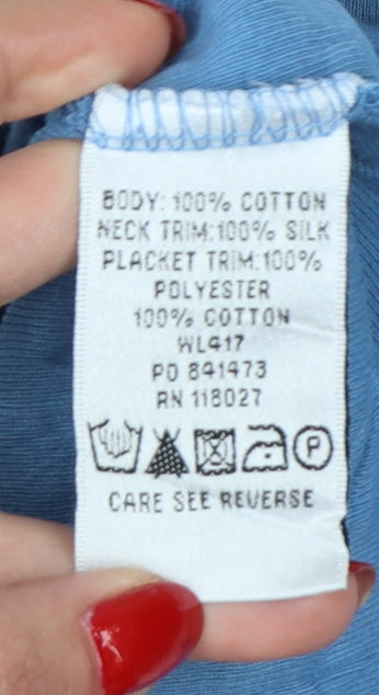 Boden Women’s Blue Size 14 Cotton Jersey Scoop Neck Henley Top