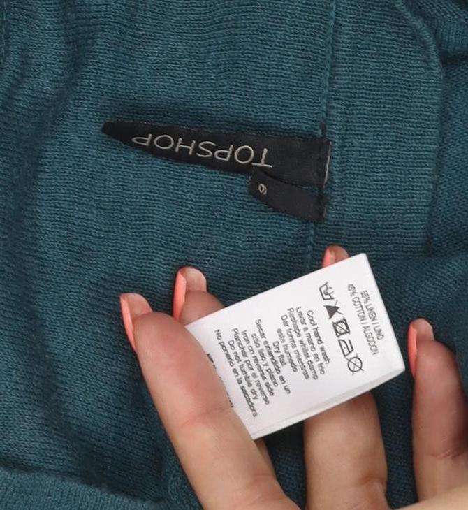 Topshop Women Green Size 6 Jumper Dress Long Puff Sleeve Tie Waist