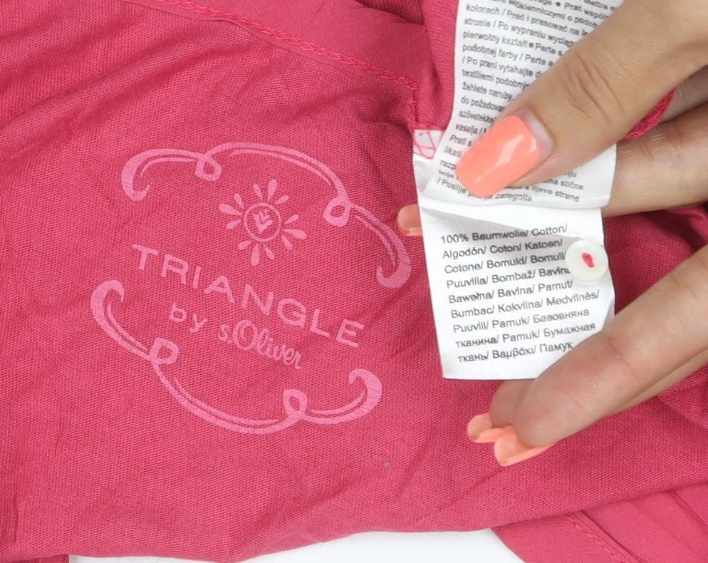 s.Oliver Triangle Women Pink UK 16 Cotton V-Neck Pleated Blouse
