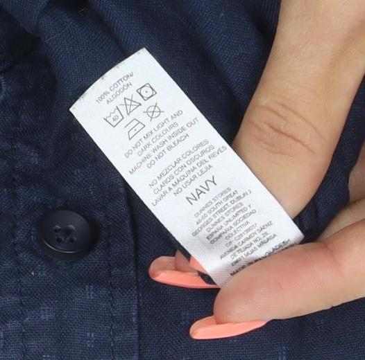 Dunnes Stores Men Blue Large Geometric Button-Down Cotton Shirt