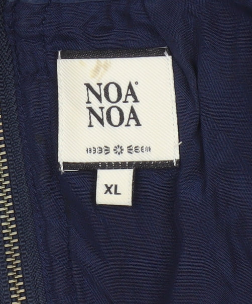 Noa Noa Women’s Blue XL Knee Length Shift Dress Ruffle Cap Sleeves
