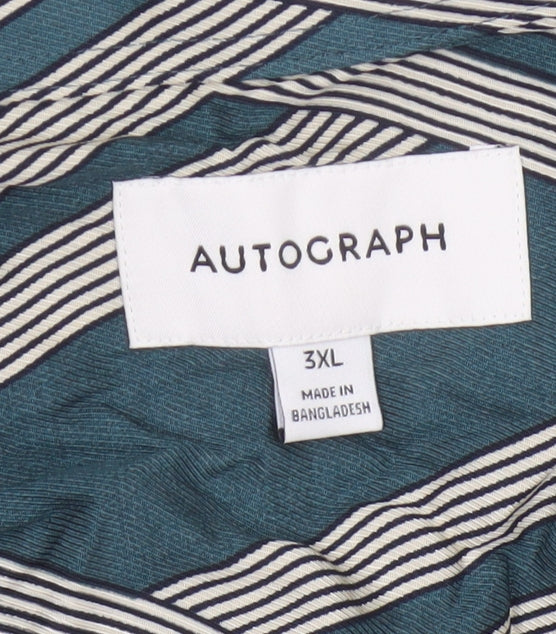 Autograph Men’s Green 3XL Geometric Viscose Short Sleeve Button-Up Shirt