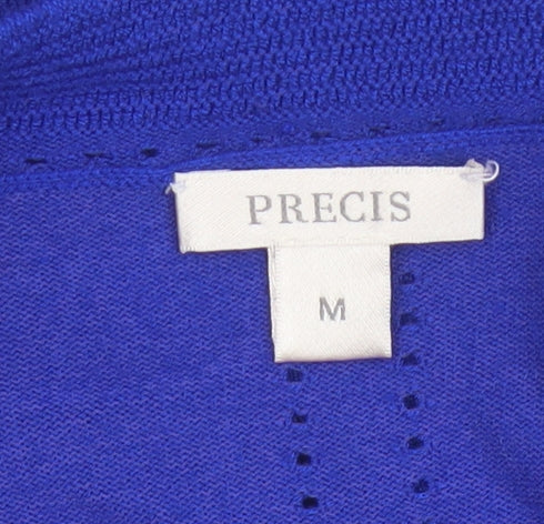 Precis Women Blue M Open V-Neck Long Sleeve Knit Cardigan