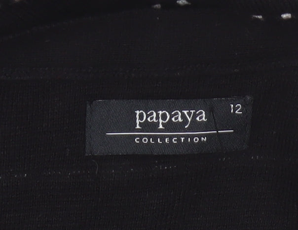 Papaya Women Black White Striped Boat Neck Knit Jumper UK 12