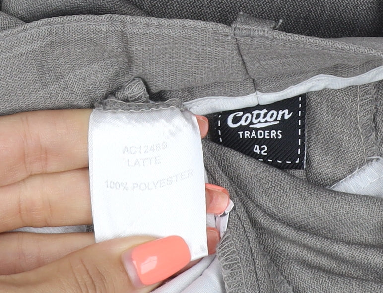 Cotton Traders Women Grey UK 14 Straight Leg Dress Trousers Pockets