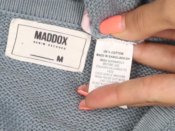 Maddox Men’s Blue Cotton Knit Crew Neck Pullover Jumper Size M