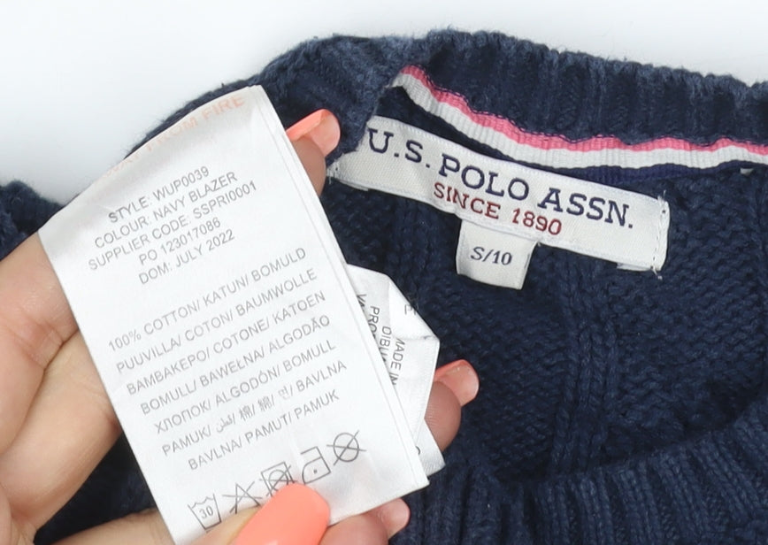 U.S. Polo Assn. Women’s Blue UK 10 Cable Knit Cotton Jumper
