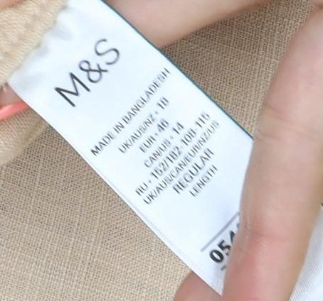 Marks & Spencer Women Beige UK 10 Linen Blend Drawstring Trousers