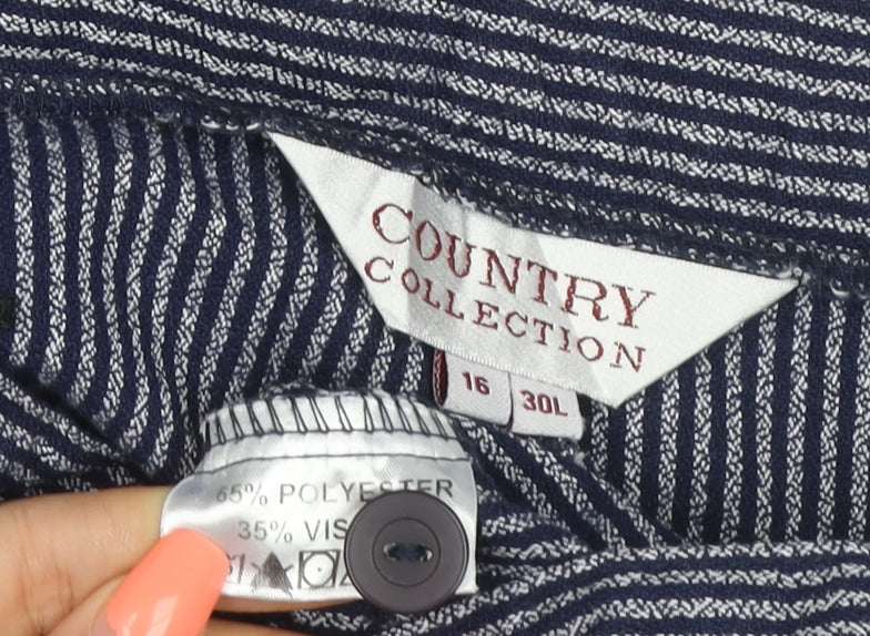 Country Collection Women’s Blue Stripe Trousers UK 16 30L Straight Leg