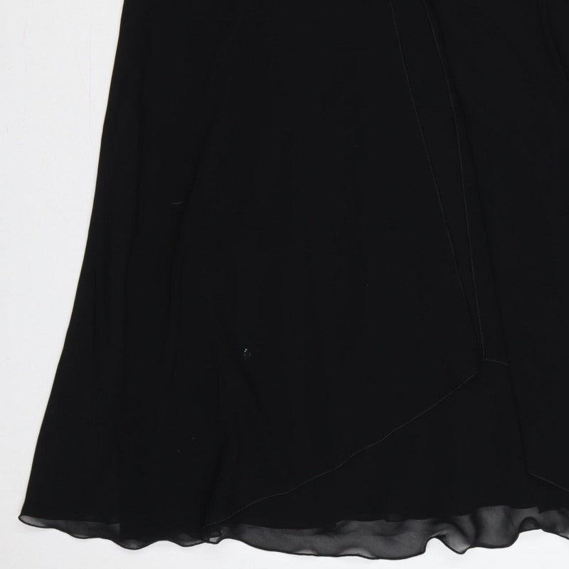Collection Debenhams Women Black UK 22 Maxi A-Line V-Neck Chiffon Dress