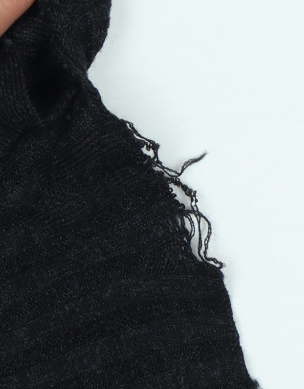 AllSaints Women Black M 100% Merino Wool V-Neck Ribbed Jumper
