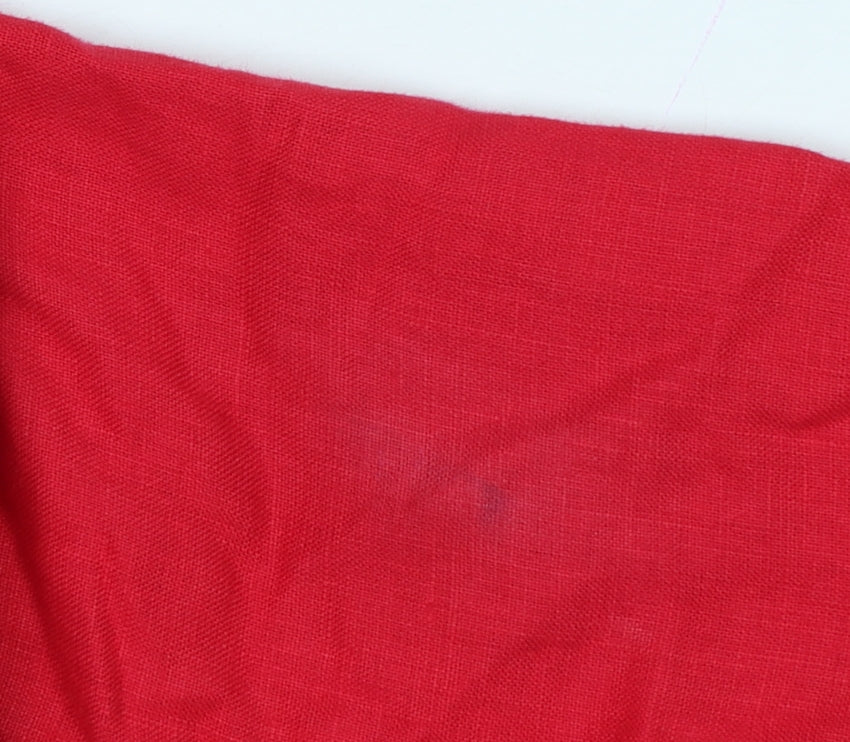 Alex & Co Women Red Linen Embroidered Open Kimono Blouse UK 16