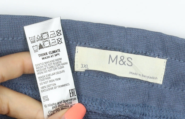Marks & Spencer Men Blue 3XL Jogger Sweatpants Cotton Drawstring