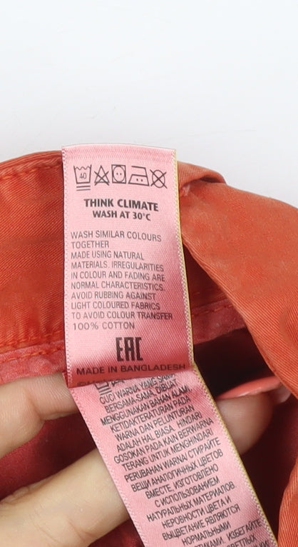Marks & Spencer Women Orange UK 10 Cotton Chino Cuffed Shorts
