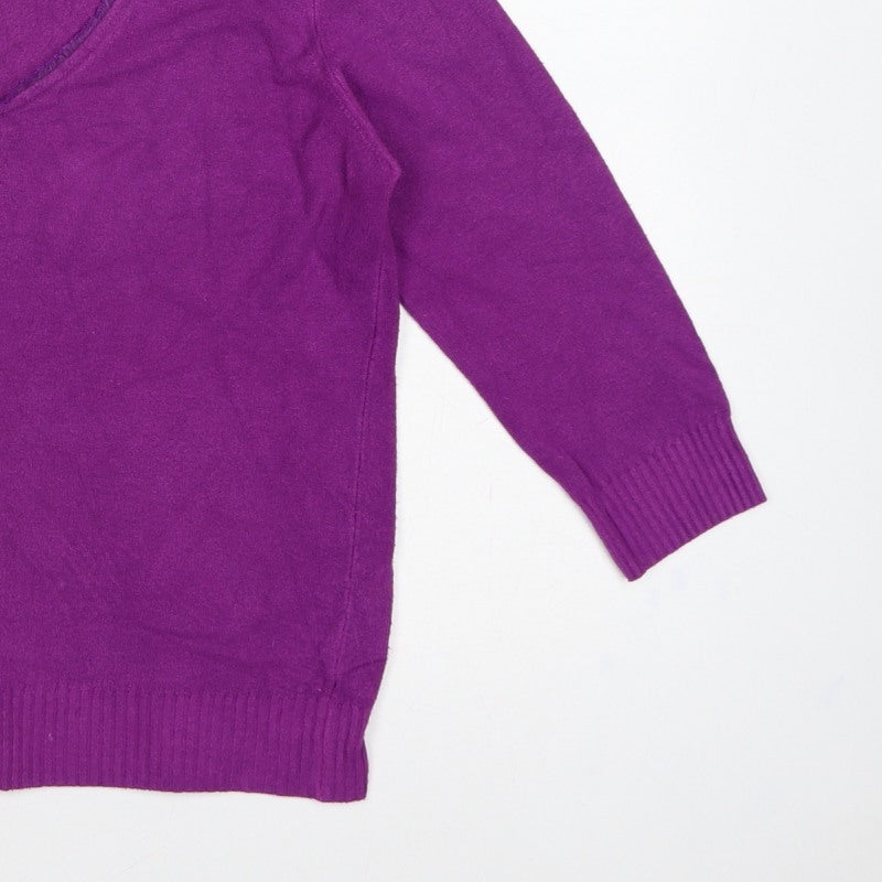 Per Una Women’s Purple Size 14 V-Neck Long Sleeve Knit Pullover Jumper