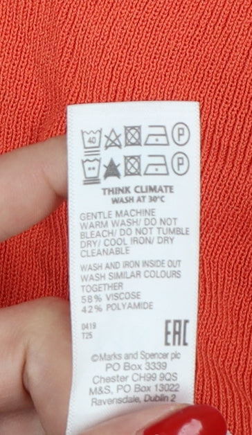 Marks and Spencer Women's Orange XL Open V-Neck Cardigan