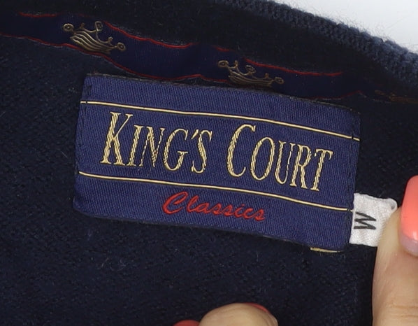 Kings Court Men's Navy M Argyle Wool Blend Crew Neck Pullover Jumper