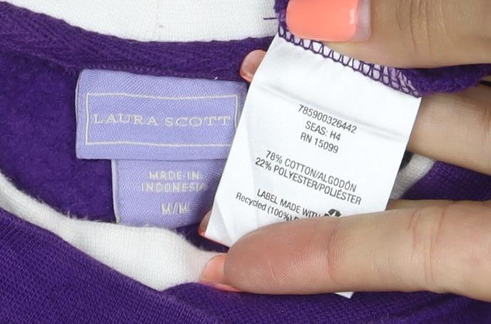 Laura Scott Women’s Purple Size 14 Fleece V-Neck Pullover Jumper