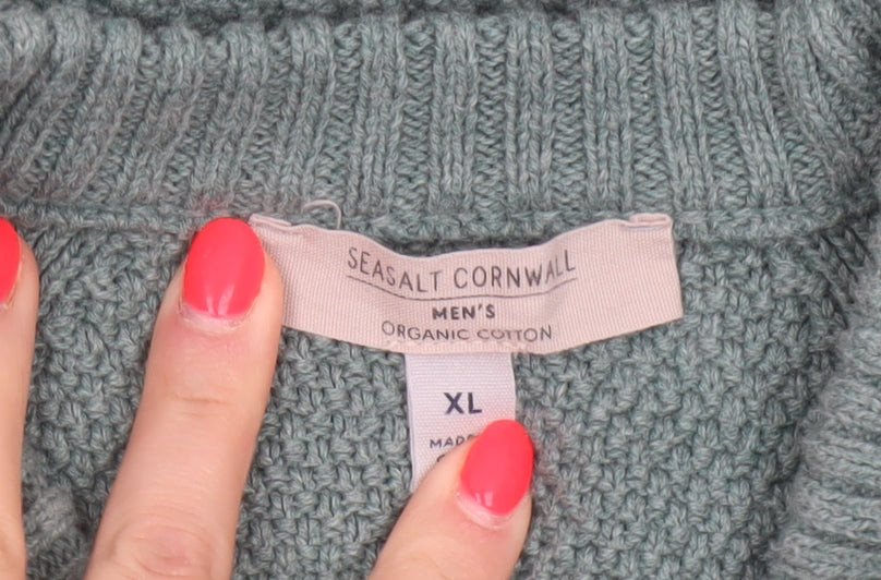 Seasalt Cornwall Men’s Green XL Organic Cotton Knit Pullover Jumper