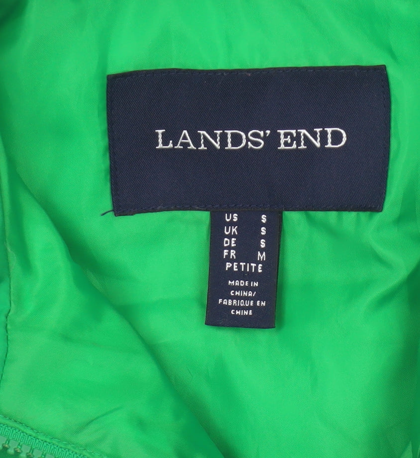Lands' End Women Green S Petite Down Puffer Waistcoat Bodywarmer