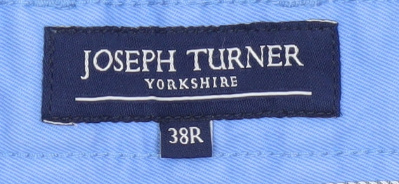 Joseph Turner Men Blue 38R Cotton Chino Straight Trousers