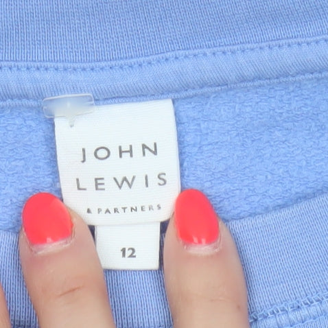 John Lewis Women Blue Size 12 Cotton Side Zip Raglan Sweatshirt