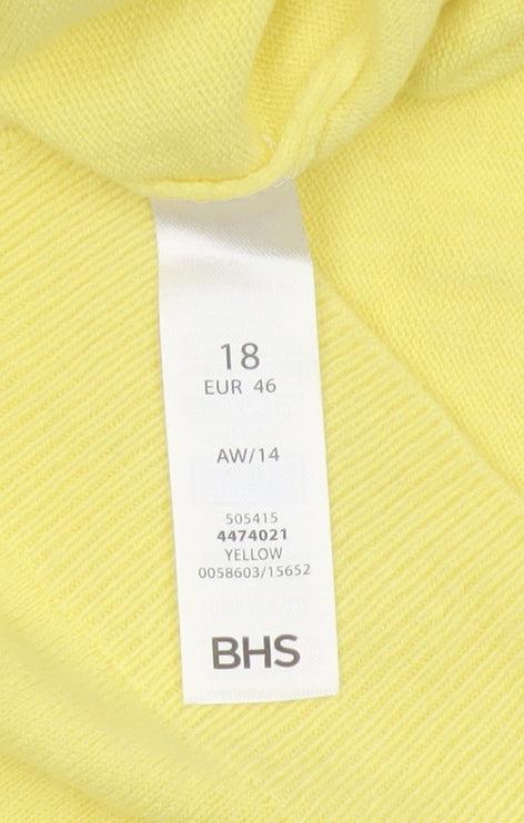 BHS Women Yellow Size 18 Short Sleeve Scoop Neck Knit Pullover Jumper