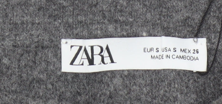 Zara Women Grey S Knit Pencil Mini Skirt High Rise Stretch