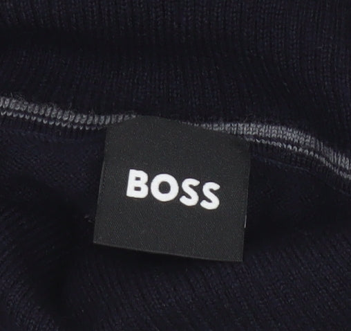 BOSS Men’s Black XL Roll Neck Cotton Pocket Pullover Jumper