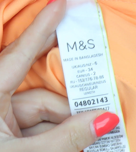 M&S Women Orange Size 6 High Rise Tapered Tailored Trousers