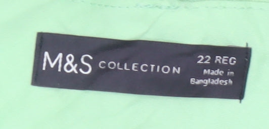 M&S Collection Women’s Green UK 22 Regular Linen Blend Wide-Leg Trousers