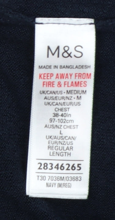 Marks and Spencer Men's Navy M Cashmilon Crew Neck Pullover Jumper