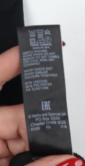 M&S Women’s Black Size 12 Short Straight Leg Stretch Trousers