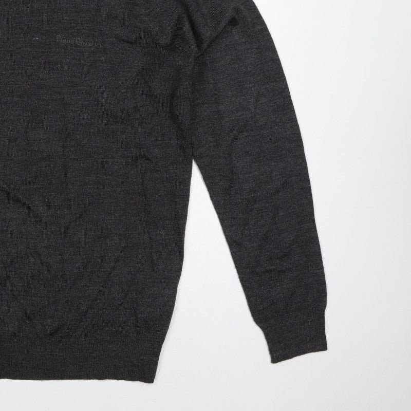 Pierre Cardin Mens Grey L Crew Neck Logo Knit Pullover Jumper
