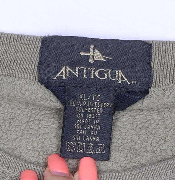 Antigua Men's Green XL Fairwinds Embroidered Crew Neck Fleece Sweatshirt