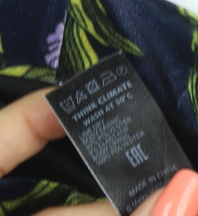 Marks and Spencer Women Blue Floral Velvet A-Line Skirt UK 22