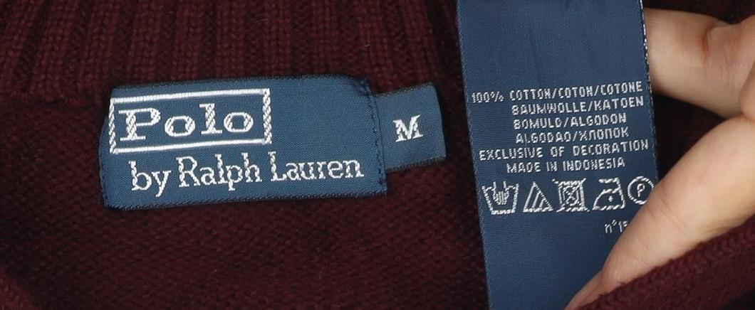 Polo Ralph Lauren Men Red M Cotton Knit Henley High Neck Jumper