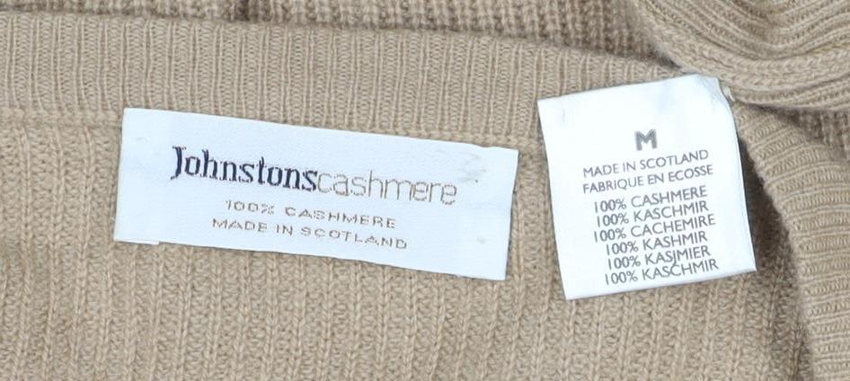 Johnstons Cashmere Women’s Beige M V-Neck Raglan Sleeve Jumper