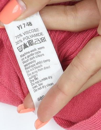 Capsule Women’s Pink UK 14 V-Neck Button Pocket Knit Cardigan