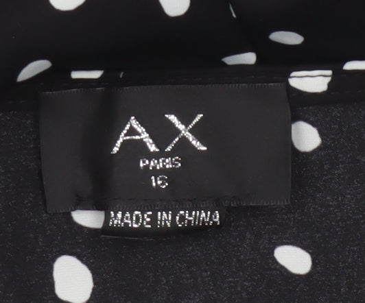 AX Paris Women Black Polka Dot Size 16 Off Shoulder Fit & Flare Dress